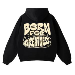 Sweat-shirt à capuche unisexe noir, surdimensionné, en coton, imprimé avec un motif de lettres au dos, décontracté, pour l'automne - Product Image 2