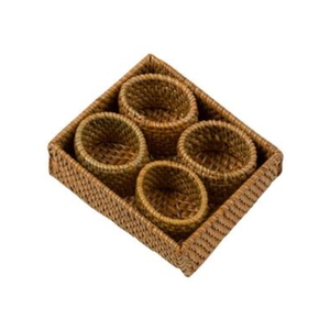 Lot de 4 anneaux de serviette en rotin rustique avec plateau pour une décoration de table élégante, décoration de mariage du Vietnam - Product Image 5