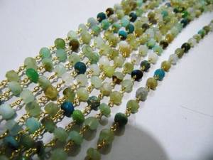 Natural Peruvian Opal Rondelle Faceted 5-6mm Beads Chain Rosary Bead Chain - Product Image 2