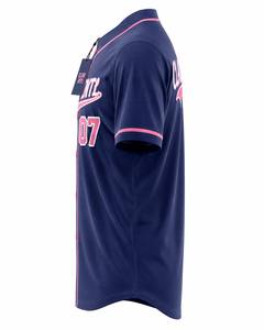 Claw Intl Navy <b>Baseball</b> Jersey Pink Trim Button Up Short Sleeve Sports Top Button up unisex <b>baseball</b> - Product Image 2
