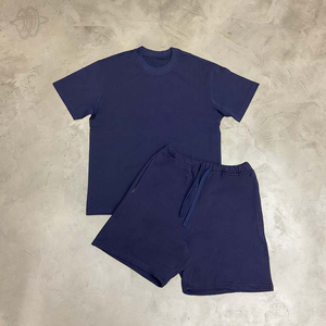 High Quality Vintage 100% Cotton Solid Custom Logo Acid Wash Men's Shorts Breathable Quick Dry Eco-Friendly Gym Running <b>Sets</b> - Product Image 2