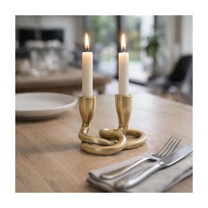 Porte-bougie double en métal durable au design torsadé pour la décoration de la maison - Product Image 6