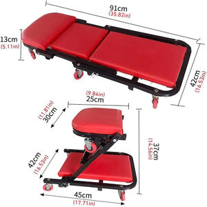 Siège d'atelier convertible 2-en-1 pliable et réglable de 36'' avec capacité de 300 lb et pivotants portables, rouge GAPGAR044 - Product Image 3