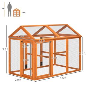 Recinto per Polli in Legno Arancione 4.6FT X 2.8FT Design Combinabile con Posatoi Gabbie per Animali - Product Image 3