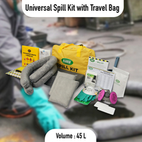 Kit anti-déversement universel industriel 45 litres, sac de transport, tampons absorbants, chaussettes, kit de réponse aux déversements pour l'industrie pétrolière, chimique et les entrepôts