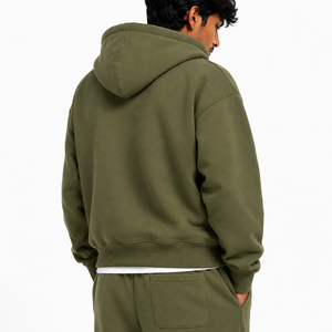 Ensemble de survêtement polaire 2 pièces pour homme, coupe décontractée, couleur unie, 100% coton, streetwear, avec logo personnalisé, fournisseur en gros - Product Image 6