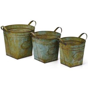Jardinière en métal galvanisé de haute qualité pour la maison et le jardin, forme ovale décorative, avec poignée - Product Image 4