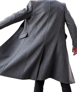 Abrigo largo para hombre, gabardina extragrande hasta el suelo, ropa de abrigo cálida para invierno, gabardina lisa, tejida, cortavientos, de lana, transpirable - Product Image 2