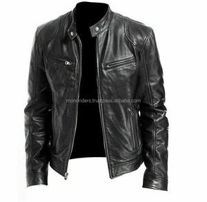 Chaqueta de Motociclista de Cuero Anilina para Hombre MONO RIDERS, Color Azul Lavanda, Forro Acolchado de Poliéster, Cierre de Cremallera, Transpirable, Lona de Lana Genuina - Product Image 2