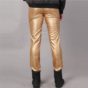 Pantalon en cuir véritable pour homme, coupe slim, taille mi-haute, léger, respirant, écologique, décontracté, tendance streetwear, tenue moderne - Product Image 5