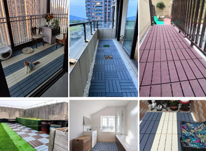 Dalles de terrasse extérieures emboîtables en bois-plastique PP, revêtement de sol extérieur anti-corrosion, protection solaire, sol de cour - Product Image 6