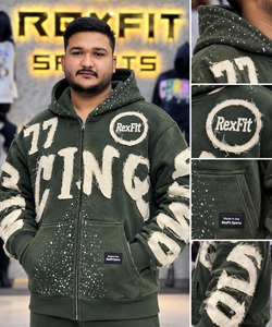 Custom unisex Rhinestone <b>Full</b> <b>Zip</b> <b>Hoodie</b> Heavyweight Streetwear Custom Logo Design OEM Wholesale Casual Apparel Winter oversized - Product Image 5