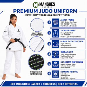 Uniforme de Jiu Jitsu Brasileño, Tejido Dorado, Algodón Preencogido, Gi Ligero, Pantalones Reforzados, Ropa Deportiva de Competición, Academia - Product Image 6