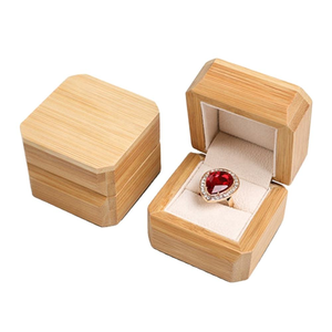Anniversary Gift Engagement <b>Wedding</b> Ceremony Eco-Friendly Polished Double Square Wooden Ring Box - Product Image 6