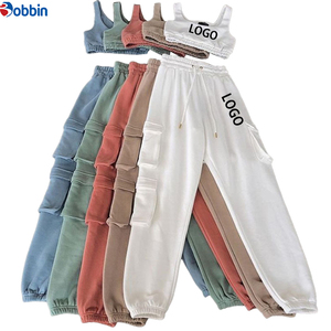 Conjunto Deportivo de Verano para Mujer, de Alta Calidad, con Logotipo Personalizado, Estilo Hip Hop, 2 Piezas, 100% Algodón Ecológico, Pantalones Cargo, Estilo Casual - Product Image 1