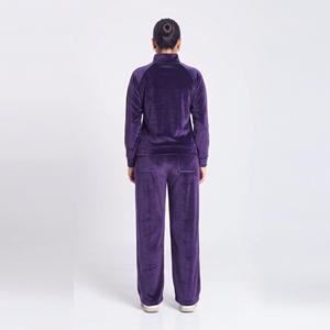 Women Velour Tracksuit Casual Long Sleeve <b>Stand</b> Collar Pullover Baggy Fleece <b>Drop</b> Shoulder Winter Wear Velvet Tracksuit Ladies - Product Image 4