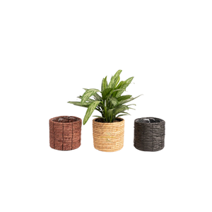 Pot de plante en jacinthe d'eau naturelle, fait main, écologique, pot tissé pour une décoration élégante de la maison et du jardin - Product Image 2