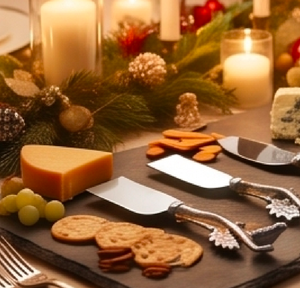 High Quality Mirror Finished Stainless Steel <b>Cheese</b> <b>Knife</b> <b>Set</b> With Elegant Leaf Pattern Handles Perfect For Home Kitchen Dining - Product Image 6