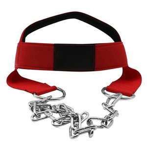 Cowhide <b>Leather</b> Weight Lifting Neck Training Fitness Equipment Padded Head <b>Harness</b> with D Ring Steel Chain Exercise Head Strap - Product Image 5