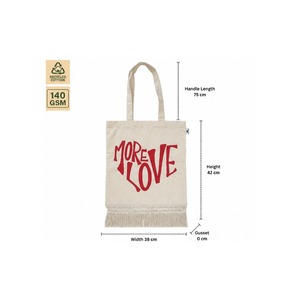 Sac fourre-tout en coton naturel 140 GSM avec logo personnalisé, 38x42 cm, imprimé, réutilisable, pour le shopping ou la plage, avec longues poignées, vente en gros, fournisseur OEM ODM - Product Image 2
