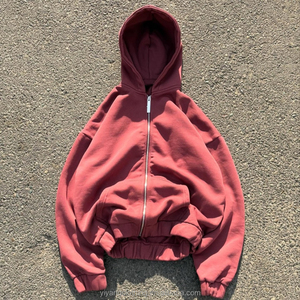 Custom Street Wear <b>Zip</b> Up Hoodie Unisex Lightweight Cotton Full <b>Zip</b> <b>Hooded</b> Boxy Sweatshirt Classic Hoodie Direct Manufacture - Product Image 2