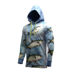 Sweat à capuche à manches longues pour homme, imprimé poissons bleus, UPF 50, anti-UV, chemise de pêche, pull-over - Product Image 3