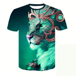Men's Casual Summer Animal Print T-Shirt And Shorts <b>Set</b> Digital Printing Breathable Polyester Knitted <b>Twin</b> <b>Set</b> - Product Image 2