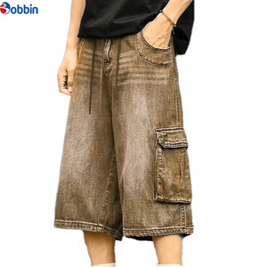 กางเกงยีนส์ขาสั้นทรงหลวมสไตล์ฮิปฮอปสตรีทแวร์แบรนด์ดังสำหรับผู้ชายและผู้หญิง ลุควินเทจ ซักฟอก เอวกลาง มีกระเป๋าหลายช่อง เหมาะสำหรับฤดูร้อน - Product Image 6