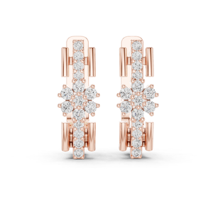 Boucles d'oreilles créoles Bali en argent sterling 925 plaqué or rose 18 carats avec zircon rond double taille, bijoux modernes et chics pour femmes - Product Image 1