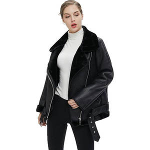 Chaqueta de Moto para Mujer, Estilo Piel de Oveja Sintética, Forro Grueso, Abrigo de Invierno con Interior de Felpa Cálida, Prenda Exterior con Aspecto de Cuero Elegante - Product Image 4
