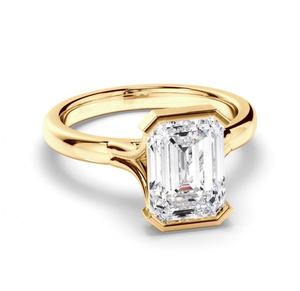 Bague personnalisée en diamant de laboratoire taille émeraude 4 carats, demi-sertissage, bande de 3 mm de large, taille 9 E VS 2, certifiée IGI - Product Image 2