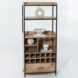 Vandana Merino Novara - Mueble Bar de Madera Maciza con Barra de Bar Integrada, Diseño Moderno de Muebles de Almacenamiento de Madera Sólida - Product Image 5