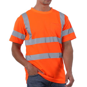 Camiseta de Seguridad Reflectante de Alta Visibilidad para Hombre, Manga Corta, Transpirable, Cuello Redondo, Corte Regular, Color Amarillo Sólido - Product Image 4