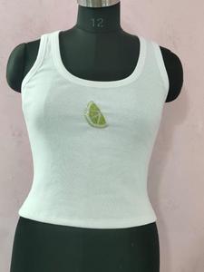 Handcrafted Beaded <b>Cherry</b> Ribbed Tank <b>Top</b> Wholesale Women Casual Sleeveless Crew Neck Crop <b>Top</b> Custom OEM Export Supplier - Product Image 3