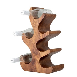 Premium Solid Wood Wine Rack Handcrafted Shape <b>Free</b> <b>Standing</b> Tabletop Wine Bottle Holder Modern Home <b>Bar</b> Storage Organizer - Product Image 4