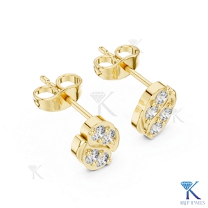 Lab Grown Diamond Luxury Yin Yang Swirl <b>Stud</b> Earrings 5 Stone Cluster 14K 18K Solid Gold KRUP JEWELS Women's Jewelry Bridal - Product Image 5