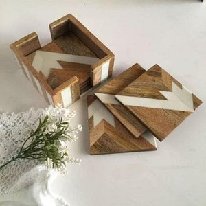 Customized Top Quality Good Polished Handcrafted Natural Wooden Bone Inlay coaster for Hotel Home and Restaurant From India - Product Image 1