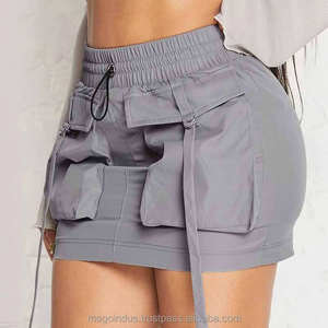 Shorts Oxford décontractés pour homme, coupe trapèze, taille haute élastique, bleu clair, décoration vintage, 100 % coton respirant - Product Image 1