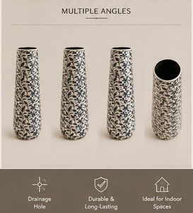 <b>Unique</b> Design Floral Enamel Planter Metal Tabletop <b>Vase</b> Modern Design Handmade Flower Pot for Home Interior Christmas - Product Image 4
