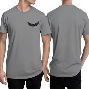 Camiseta de Manga Corta para Hombre, Negra, con Logotipo de Alas en Relieve, Corte Regular, Cuello Redondo, Informal, de Algodón - Product Image 3
