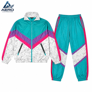 Sublimation Custom Design Zipper Fashionable Windproof Street Wear Windbreaker Jacket Tracksuits And Pant <b>Set</b> - Product Image 1