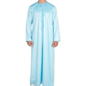 เสื้อผ้าผู้ชายสีทึบระบายอากาศได้ดีเครื่องแต่งกายแนวสตรีทยาวคอกลมมุสลิม jubba - Product Image 1