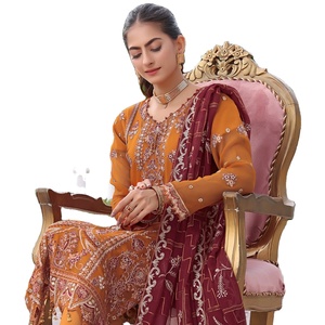 Bin Hameed Volume Zabeen robe de mariée en mousseline de soie brodée lourde longue 3 pièces Sari femmes fête costumes de mariage appropriés - Product Image 1