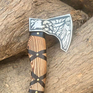 Hacha Vikinga Histórica Industrial, Hecha a Mano, con Cabeza de Acero, Mango de Madera y Empuñadura de Cuero, de Alta Calidad, Regalo Temático Nórdico Tradicional - Product Image 3