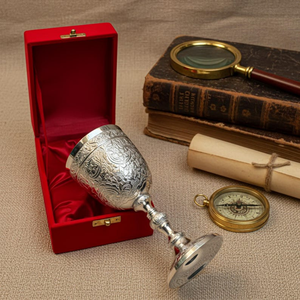 Vintage Embossed Silver Metal <b>Wine</b> <b>Goblet</b> Handmade Decorative Chalice for Home Bar Wedding Party and Gift Use - Product Image 1
