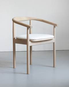 Silla de Comedor Nórdica Hecha a Mano de Madera de Teca Sólida, Silla con Brazos de Estilo Escandinavo Moderno, Asiento Tapizado, Color Personalizado, Muebles para el Hogar - Product Image 2