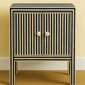 Table à tiroirs en os incrusté de la marque ILAHI, design moderne, détails en agate, rangement à trois niveaux, meuble portable pour la maison - Product Image 1