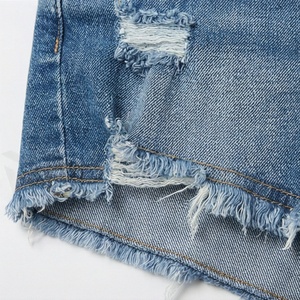 Summer New Women <b>Elastic</b> Waist Ripped Denim Shorts Fashion High Stretch Skinny Sexy Tassel <b>Jeans</b> Customized Color Fits - Product Image 6