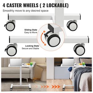 Scrivania Mobile Regolabile in Altezza con Molla a Gas da 44 Pollici, Piano di Lavoro da 28 Pollici e Ruote Girevoli a 360° (2 Bloccabili) - Product Image 4