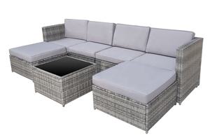 SF00172 Modern 7-Piece Outdoor <b>Rattan</b> Steel Tempered Glass Polyester <b>Cushion</b> Garden Corner Sofa Set for Living Room - Product Image 5